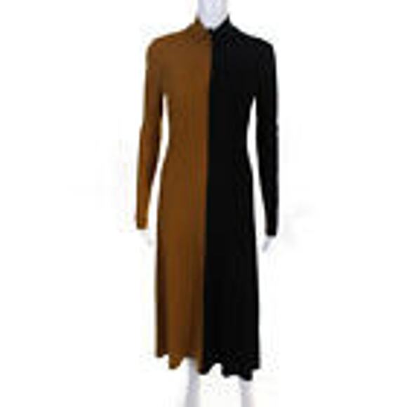 Rosetta Getty Womens Long Sleeve Zip Up Turtleneck Dress Colorblock- 6 -